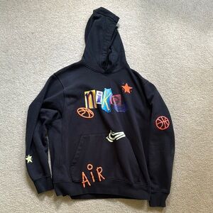 Nike Black Hoodie with Multicolor Graphics